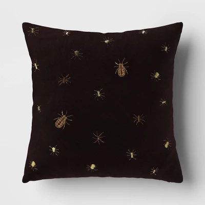 Beaded And Embroidered Spider Cotton Velvet Square Halloween Throw Pillow Gold/Black - Threshold™ 5 Beaded And Embroidered Spider Cotton Velvet Square Halloween Throw Pillow Gold/Black - Threshold™ - Image 5