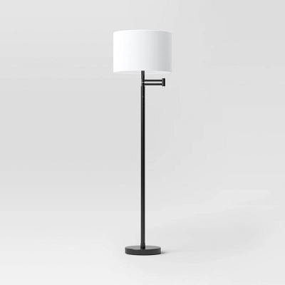 Metal Column Swing Arm Floor Lamp Black/White - Threshold™ 4 Metal Column Swing Arm Floor Lamp Black/White - Threshold™ - Image 4