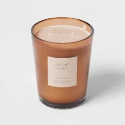 Colored Vase Glass With Dustcover Desert Amber Candle Brown - Threshold™ -Threshold Décor Deals Store GUEST 122de511 da8f 4184 879f 25e9a167978d