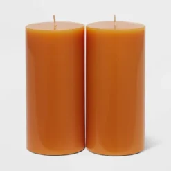 2pk Pillars Vanilla Pumpkin Orange - Threshold™ -Threshold Décor Deals Store GUEST 12a6aab2 961f 4784 89cb 7439c8bff678