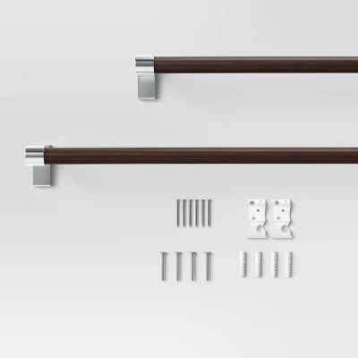 Dark Faux Wood Curtain Rod Nickel - Threshold™ 2 Dark Faux Wood Curtain Rod Nickel - Threshold™ - Image 2