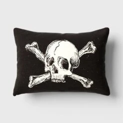 Oversize Skull And Crossbones Woven Cotton Lumbar Halloween Throw Pillow Black - Threshold™ -Threshold Décor Deals Store GUEST 1d93023f 85e9 4368 9e88 36202b7344a5