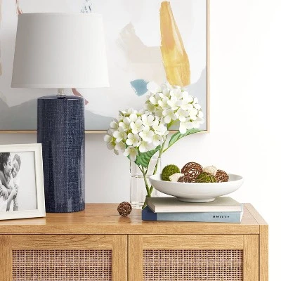 Linen Textured Ceramic Large Lamp Base Dark Blue - Threshold™ 1 Linen Textured Ceramic Large Lamp Base Dark Blue - Threshold™