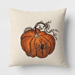 Pumpkin With Spider Cotton Square Halloween Throw Pillow Ivory - Threshold™ -Threshold Décor Deals Store GUEST 1ecd4b9d 2a11 42dc a5f9 a644f4927d75
