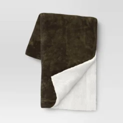 Solid Printed Plush With Shearling Reverse Throw Blanket - Threshold™ -Threshold Décor Deals Store GUEST 306f0669 f058 4c55 b504 55172c9555eb