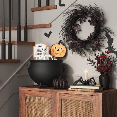 Medium Halloween Glass Pumpkin Black - Threshold™ 1 Medium Halloween Glass Pumpkin Black - Threshold™
