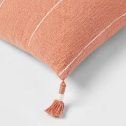 Square Textured Stripe Tassel Decorative Throw Pillow Terracotta - Threshold™ -Threshold Décor Deals Store GUEST 45dd3d45 48be 493e bfee 5515f908a05d