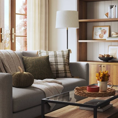 Knit Pumpkin With Jute Stem Novelty Throw Pillow - Threshold™ 1 Knit Pumpkin With Jute Stem Novelty Throw Pillow - Threshold™