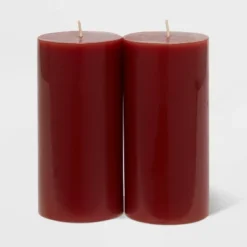 2pk Pillars Warm Cider & Cinnamon Red - Threshold™ -Threshold Décor Deals Store GUEST 5fecdd6e 5da9 48e9 866c c72973a56b09