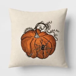 Pumpkin With Spider Cotton Square Halloween Throw Pillow Ivory - Threshold™ -Threshold Décor Deals Store GUEST 7d6a836a 3c3b 495e 8f4c f15b752115c6