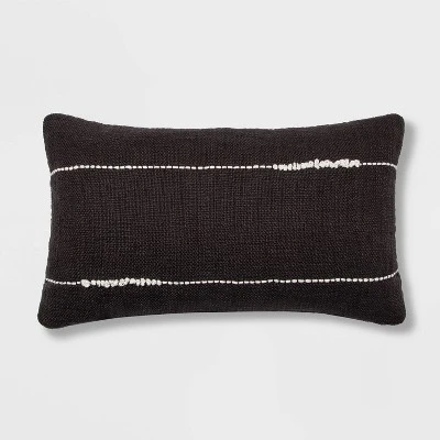 Embroidered Thin Line Lumbar Throw Pillow - Threshold™ 5 Embroidered Thin Line Lumbar Throw Pillow - Threshold™ - Image 5