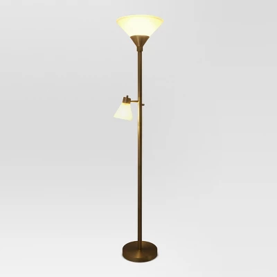 Mother Daughter Torchiere Floor Lamp With Glass Shade - Threshold™ 1 Mother Daughter Torchiere Floor Lamp With Glass Shade - Threshold™