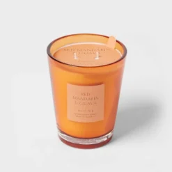 Colored Vase Glass With Dustcover Mandarin & Guava Candle Orange - Threshold™ -Threshold Décor Deals Store GUEST 9f988ff2 f7e8 43cd b34a c5d7f14ae156