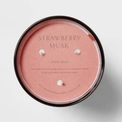 Colored Vase Glass With Dustcover Strawberry Musk Candle Red - Threshold™ -Threshold Décor Deals Store GUEST a1481056 0056 434b 8190 eafa8bcfa251