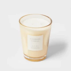 Colored Vase Glass With Dustcover Cashmere Vanilla Candle Ivory - Threshold™ -Threshold Décor Deals Store GUEST a291dce8 08cb 4de3 9d0d fe8765311b91