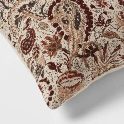 18"x18" Traditional Paisley Square Decorative Pillow Beige/Brown - Threshold™ -Threshold Décor Deals Store GUEST a351eb38 e079 493a 9f13 2085eb146f31
