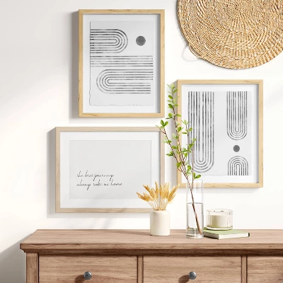 (Set Of 2) 16" X 20" Curve Lines Framed Under Glass Black - Threshold™ 1 (Set Of 2) 16" X 20" Curve Lines Framed Under Glass Black - Threshold™