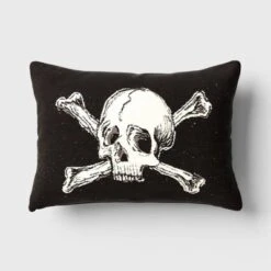 Oversize Skull And Crossbones Woven Cotton Lumbar Halloween Throw Pillow Black - Threshold™ -Threshold Décor Deals Store GUEST b45186ba 7db4 4537 829f d4aedfe091ea