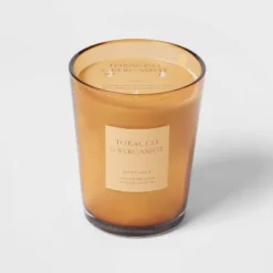 Colored Vase Glass With Dustcover Tobacco And Bergamot Candle Yellow - Threshold™ -Threshold Décor Deals Store GUEST b93280db 41cc 4916 9fbe 5bb9cb7d18d7