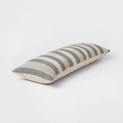 Oversized Oblong Woven Stripe Throw Pillow Gray - Threshold™ 1 Oversized Oblong Woven Stripe Throw Pillow Gray - Threshold™