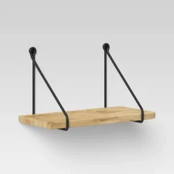 Wood Wall Shelf With Hanging Wire Natural/Black - Threshold™ -Threshold Décor Deals Store GUEST bb26f91a 6bd6 4d71 8b2b f837867b48f4