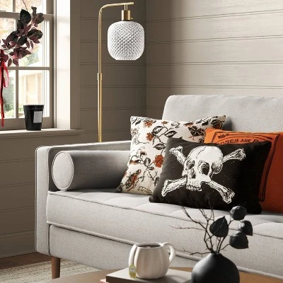 Halloween Botanical Woven Cotton Square Halloween Throw Pillow - Threshold™ 1 Halloween Botanical Woven Cotton Square Halloween Throw Pillow - Threshold™