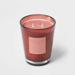 Colored Vase Glass With Dustcover Strawberry Musk Candle Red - Threshold™ -Threshold Décor Deals Store GUEST bff6ffbf c36a 4e82 a556 ba31fee10532