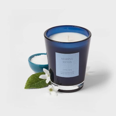 Colored Vase Glass With Dustcover Marine Moss Candle Blue - Threshold™ 2 Colored Vase Glass With Dustcover Marine Moss Candle Blue - Threshold™ - Image 2