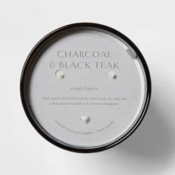 Colored Vase Glass With Dustcover & Black Teak Candle Black - Threshold™ -Threshold Décor Deals Store GUEST db5f0a77 3d4b 4811 aeb9 5e16fded9c82