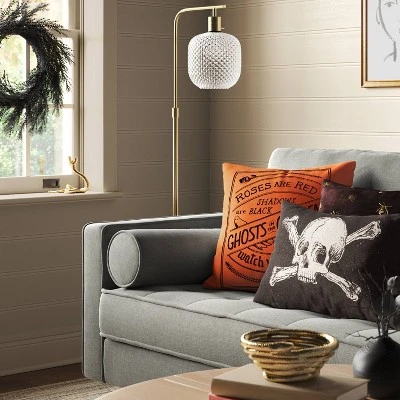 Embroidered Ghosts In The Garden Square Halloween Throw Pillow Orange - Threshold™ 1 Embroidered Ghosts In The Garden Square Halloween Throw Pillow Orange - Threshold™