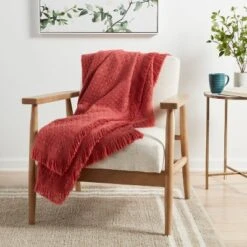 Solid Woven Throw Blanket Pink - Threshold™