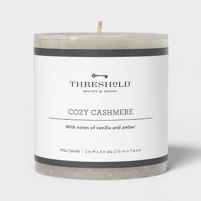 Pillar Cozy Cashmere Candle Gray - Threshold™ 2 Pillar Cozy Cashmere Candle Gray - Threshold™ - Image 2
