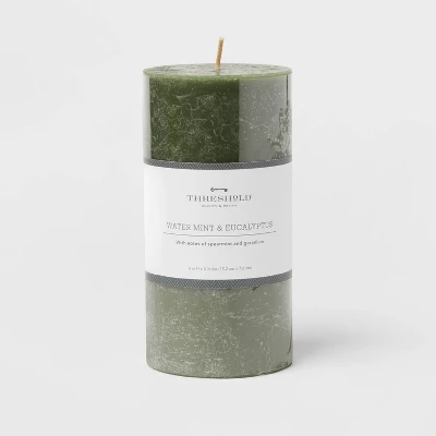 Pillar Candle Water Mint & Eucalyptus Green - Threshold™ 4 Pillar Candle Water Mint & Eucalyptus Green - Threshold™ - Image 4