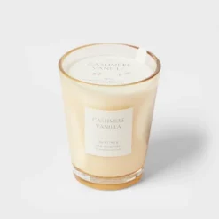 Colored Vase Glass With Dustcover Cashmere Vanilla Candle Ivory - Threshold™ -Threshold Décor Deals Store GUEST eb6587ba 8479 44af a170 8ca882422432