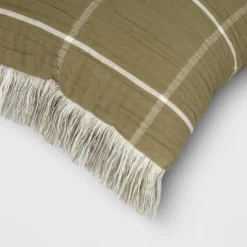 Oversized Cotton Gauze Grid Lumbar Throw Pillow Olive Green - Threshold™ -Threshold Décor Deals Store GUEST ece980f7 5377 40de bc2f d931b57617cf