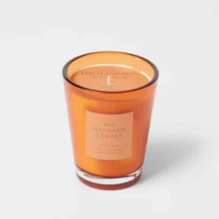 Colored Vase Glass With Dustcover Mandarin & Guava Candle Orange - Threshold™ -Threshold Décor Deals Store GUEST f690da26 0feb 4a9d 8634 caaa1172c9d3